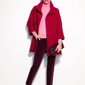 Talbots Textured Cranberry Wool‎ Blend Thinsulate Jacket Coat Sz 16